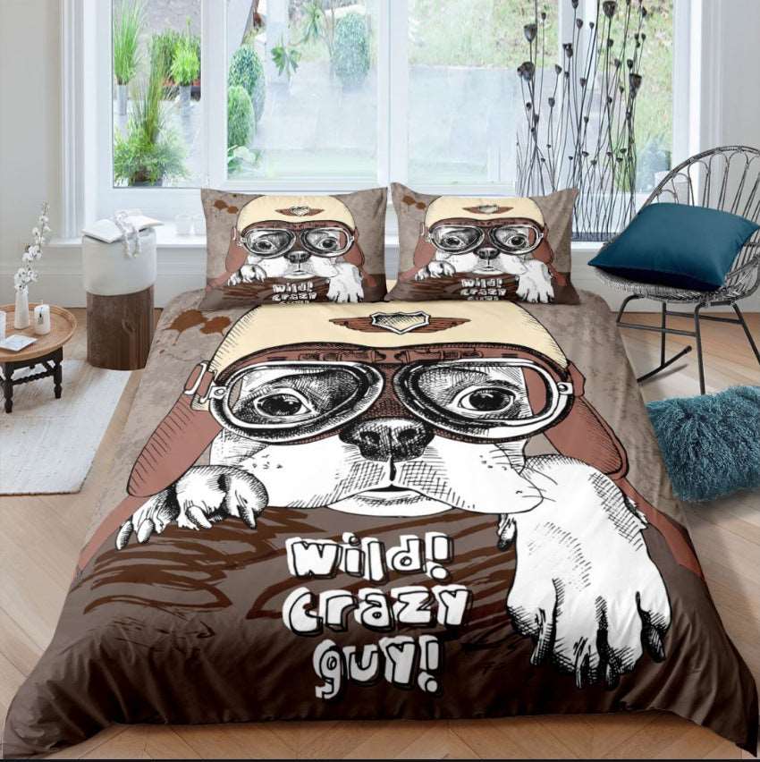 3D Pug Digital Printing Bedding Set - Amazhona 