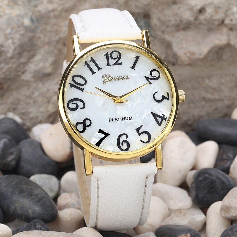 Marble Belt Watch Fashion Geneva Watch  Shell Face Casual Watch For Men And Women - Amazhona 