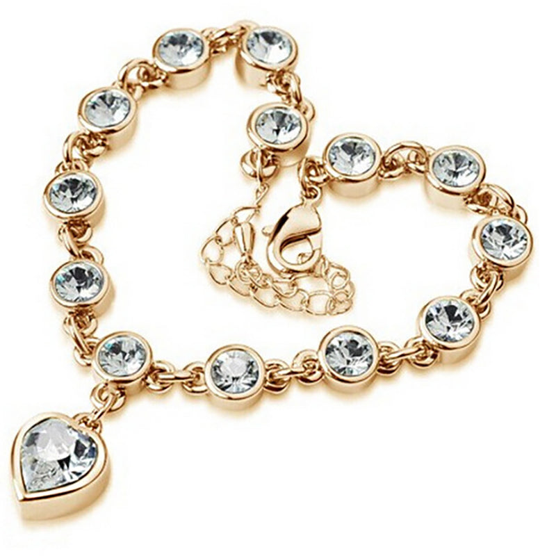 Crystal peach heart sparkling diamond all-match bracelet - Amazhona 