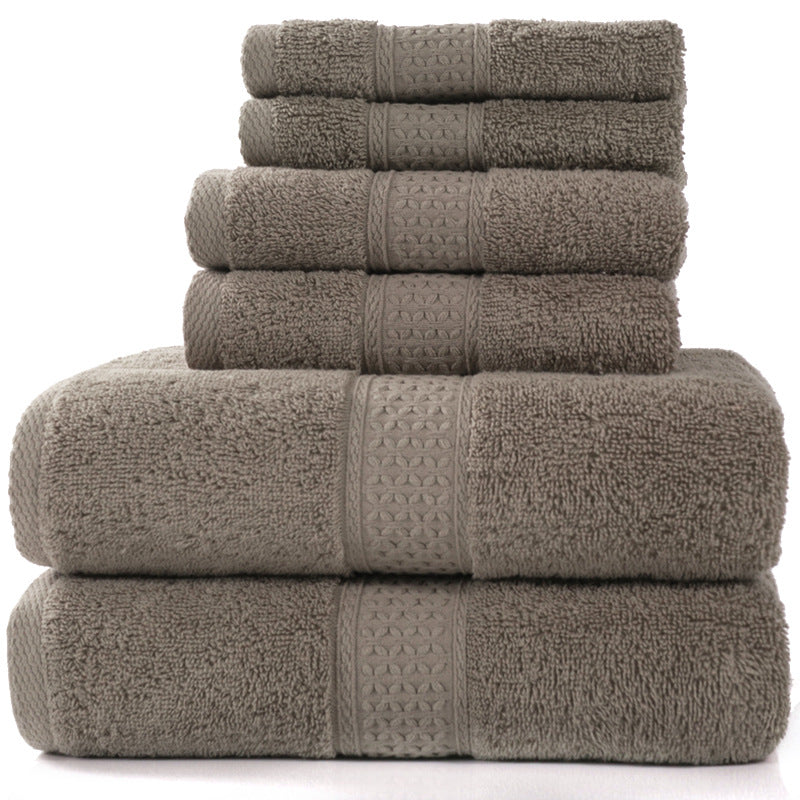 Home Simple Cotton Absorbent Towel Bath Towel 6-Piece Set - Amazhona 