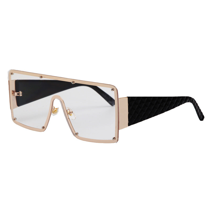 New Style Big Square Frame Piece Trend Rivet Sunglasses - Amazhona 