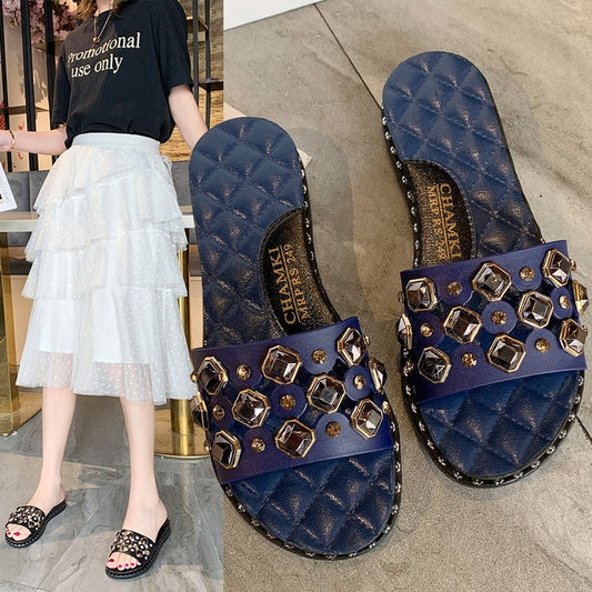 Rivet-shaped flat sandals - Amazhona 