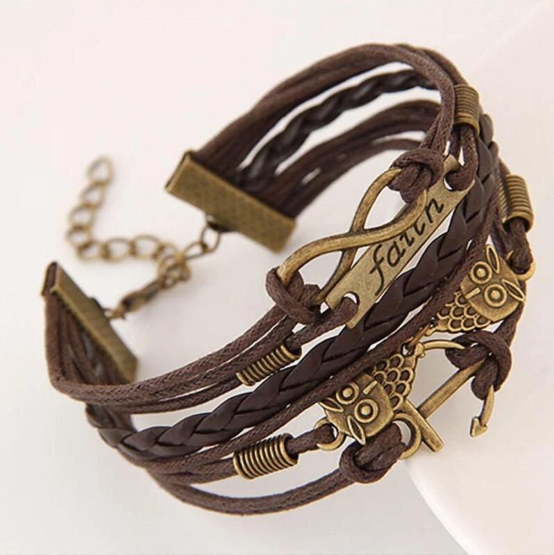 Vintage owl anchor bracelet - Amazhona 