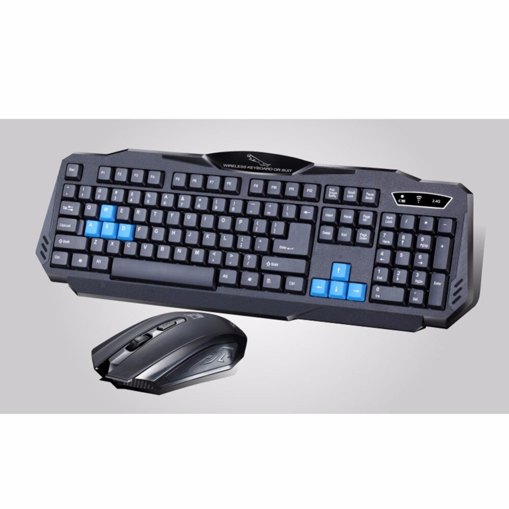 1 Set Of Durable Fashion Colorful Ergonomical Designed Wireless Black Keyboard Mouse Combos For Office & Home Computer Gam - Amazhona 