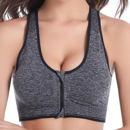 Sexy Women Front Zipper Sports Bra Fitness Wear - Amazhona 