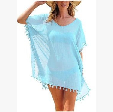 Women Blouses Loose Chiffon Dress Summer Beach Tunic Cover-Up Shirt - Amazhona 