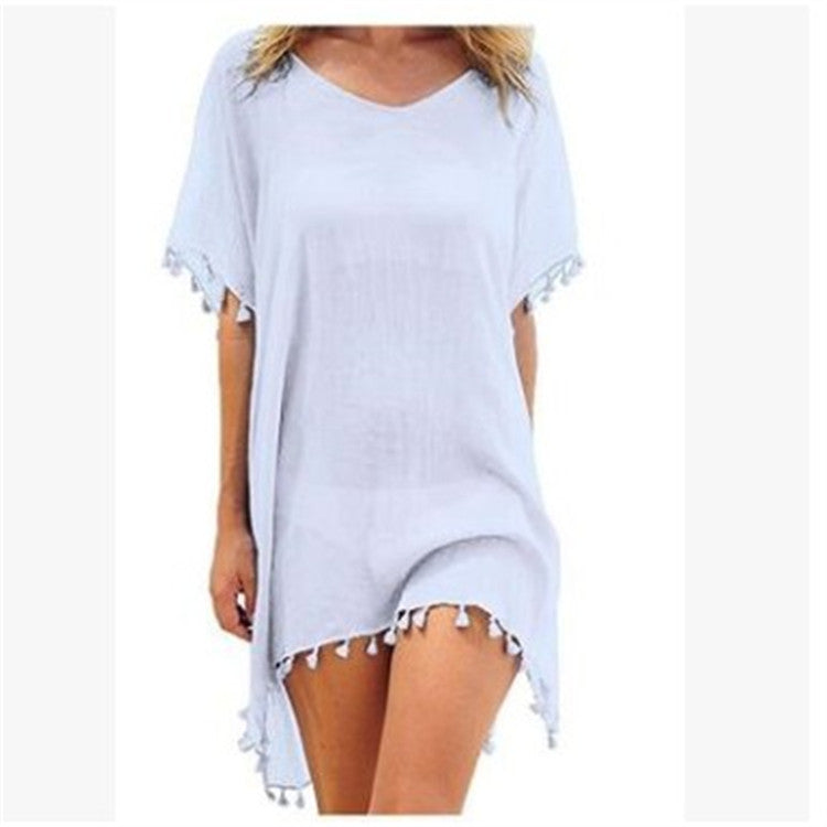 Women Blouses Loose Chiffon Dress Summer Beach Tunic Cover-Up Shirt - Amazhona 