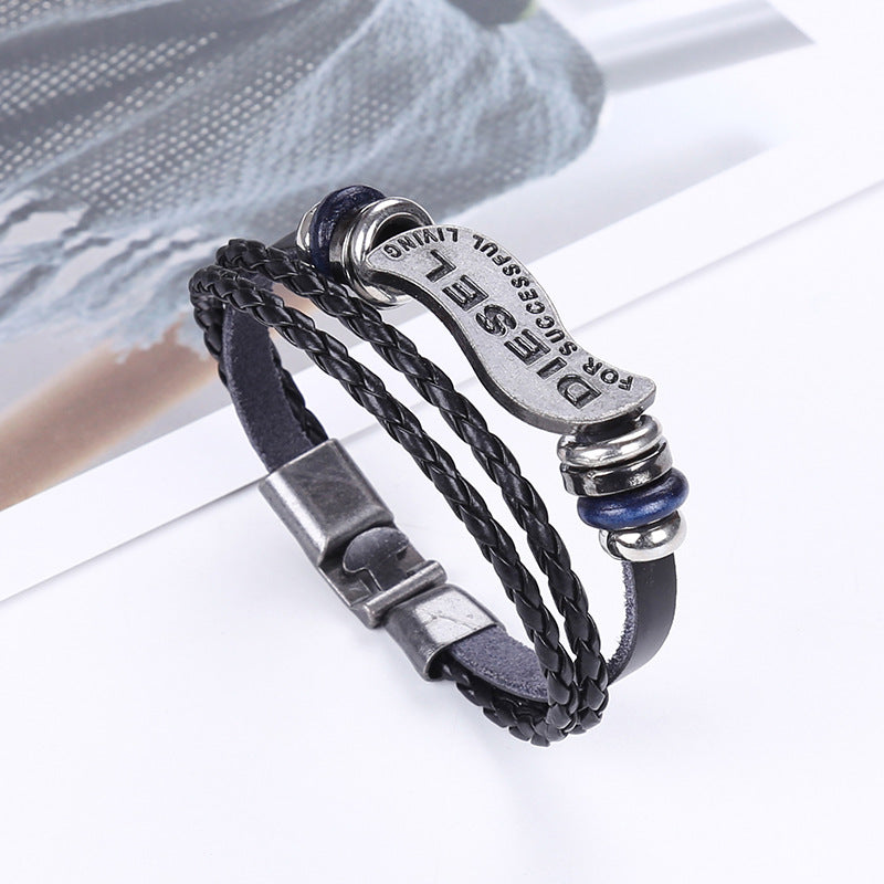 Men and women alloy leather bracelet - Amazhona 