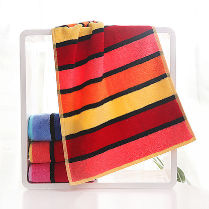 Thickened Color Striped Face Towel Absorbent Soft Cotton Couple Models