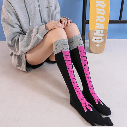 Funny Chicken Feet Socks Thin Over The Knee Long Socks - Amazhona 