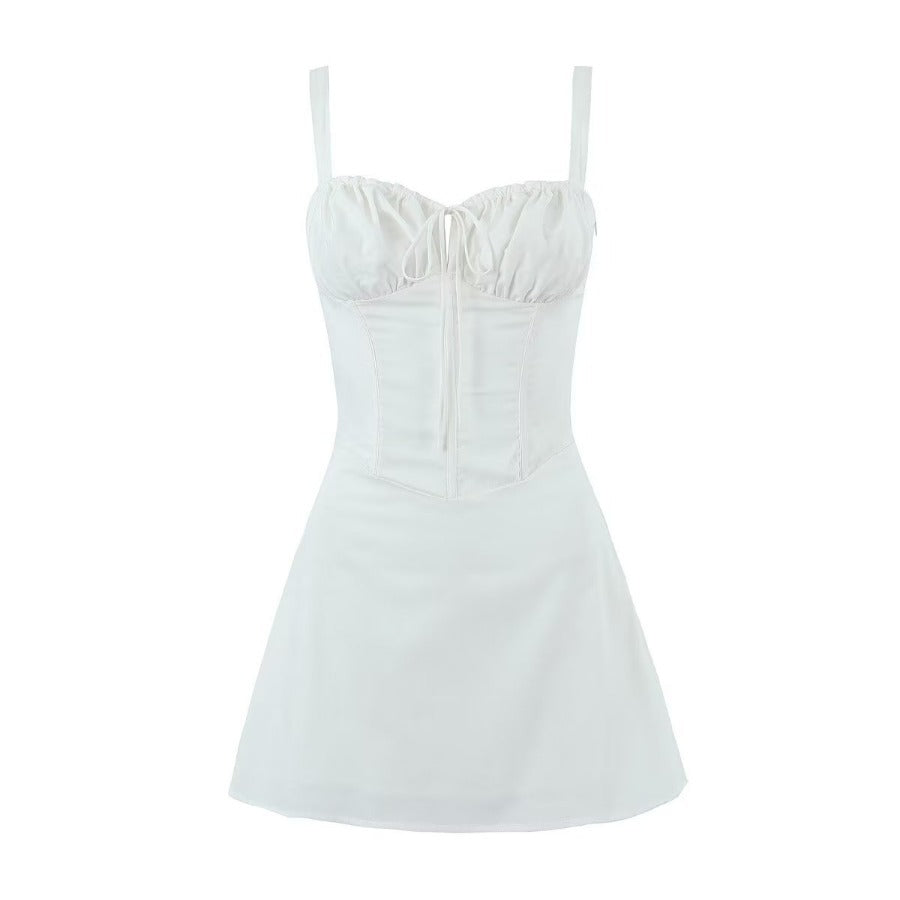 Women's High Waist A- Line Dress With Suspenders - Amazhona 