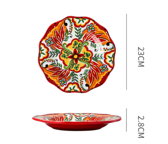 Underglaze Ceramic Tableware Bohemian Household Dishes - Amazhona 