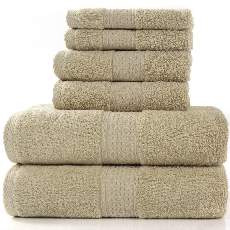 Home Simple Cotton Absorbent Towel Bath Towel 6-Piece Set - Amazhona 