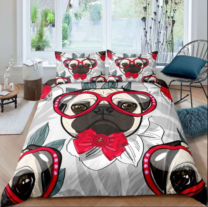 3D Pug Digital Printing Bedding Set - Amazhona 