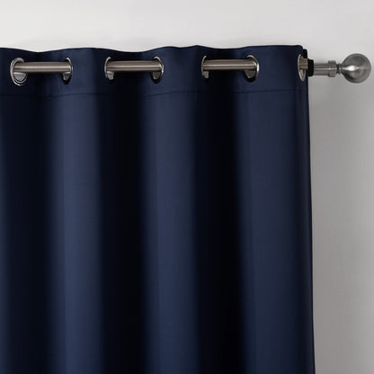 Dark Blue Bedroom Blackout Fabric Printed Curtains - Amazhona 