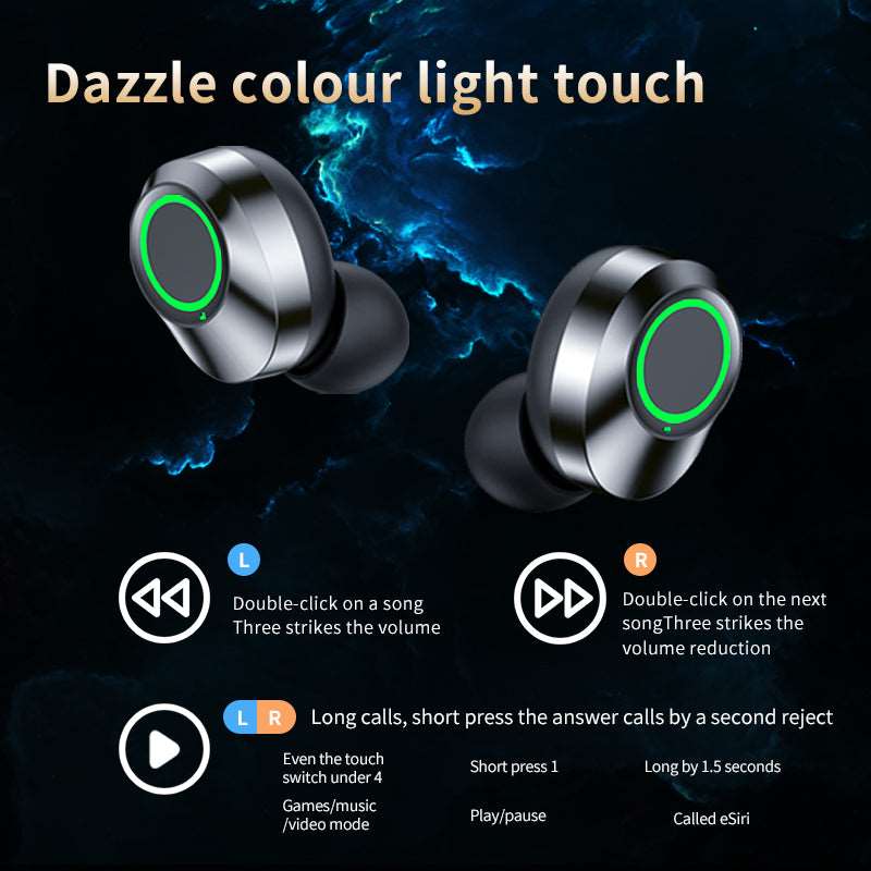 YD03 Wireless Bluetooth Headset TWS Large Screen Smart Digital Display In Ear Breathing Light - Amazhona 