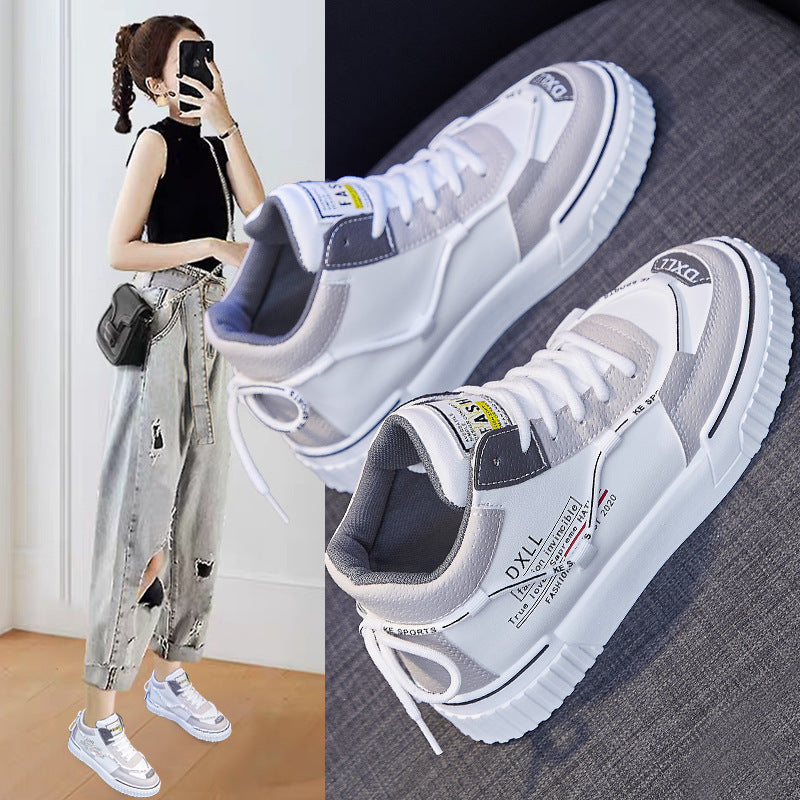 Ins High Top White Shoes Female Spring New Student Running Shoes Female Korean Flat Street Shoes - Amazhona 