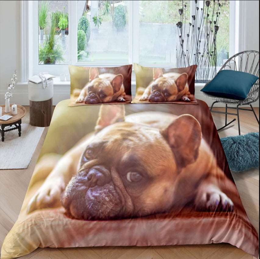 3D Pug Digital Printing Bedding Set - Amazhona 