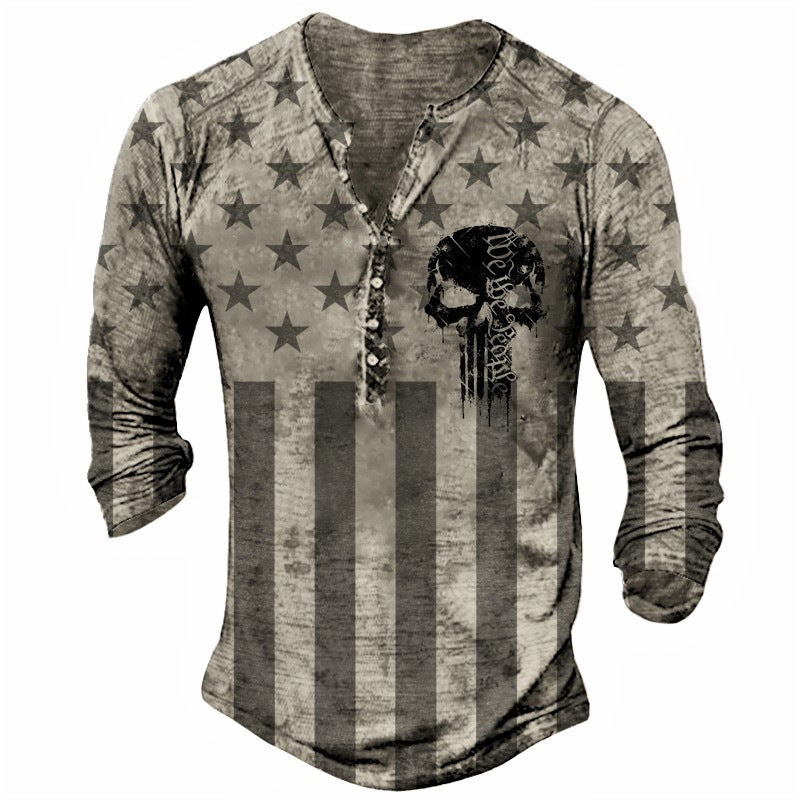 Printed Men's Street Long-sleeved Sports T-shirt - Amazhona 