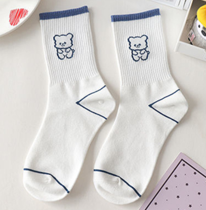 Cute Bear Korean Style Medium Tube Socks - Amazhona 