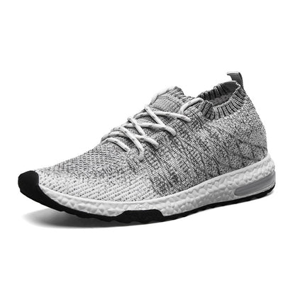 Flying woven mesh sports shoes breathable and comfortable men's shoes with wild travel shoes - Amazhona 