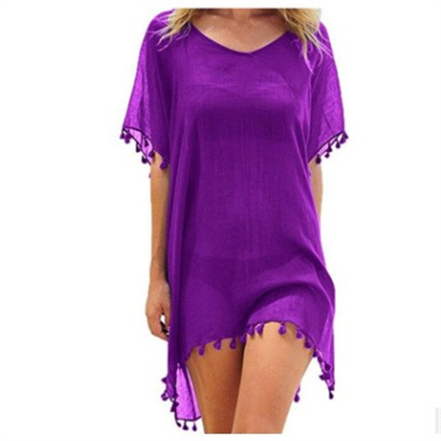 Women Blouses Loose Chiffon Dress Summer Beach Tunic Cover-Up Shirt - Amazhona 