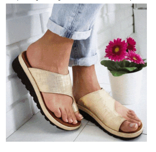 Women Slippers Flat Sole Casual Soft Big Toe Foot Sandal - Amazhona 