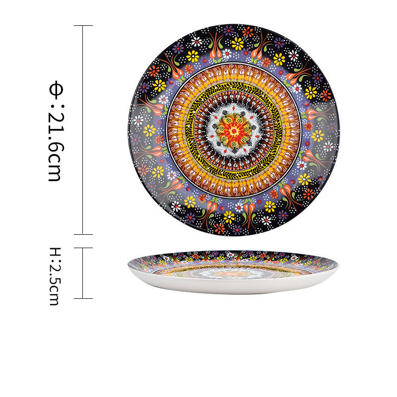 Underglaze Ceramic Tableware Bohemian Household Dishes - Amazhona 