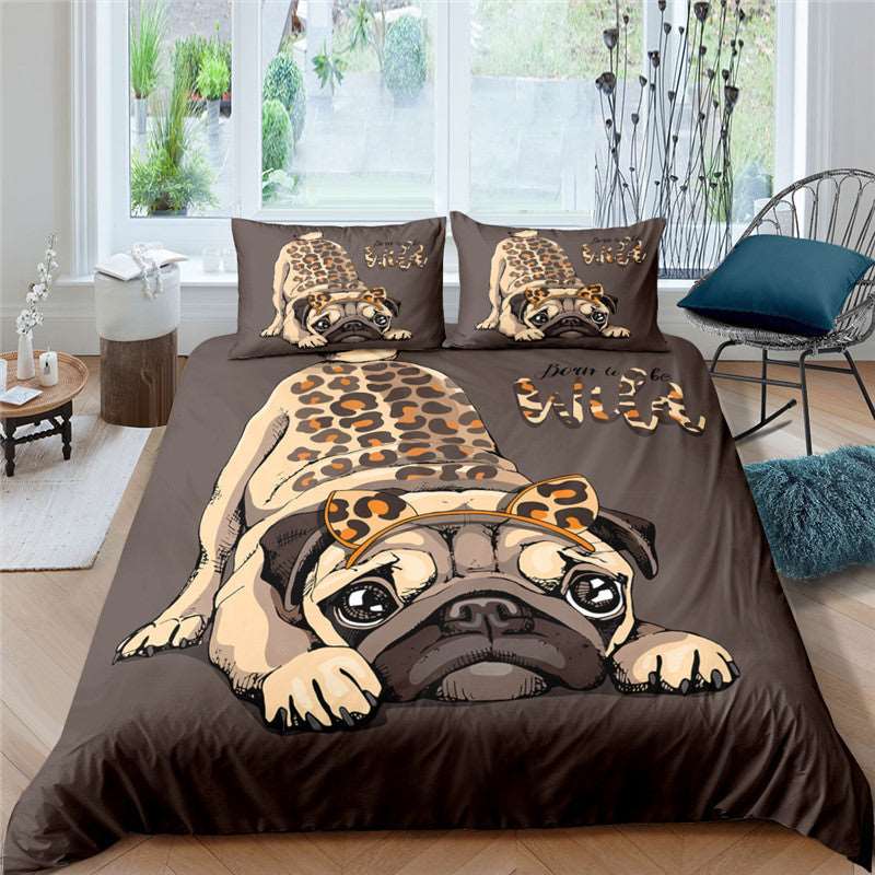 3D Pug Digital Printing Bedding Set - Amazhona 