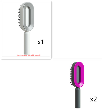 Self Cleaning Hair Brush For Women One-key Cleaning Hair Loss Airbag Massage Scalp Comb Anti-Static Hairbrush - Amazhona 