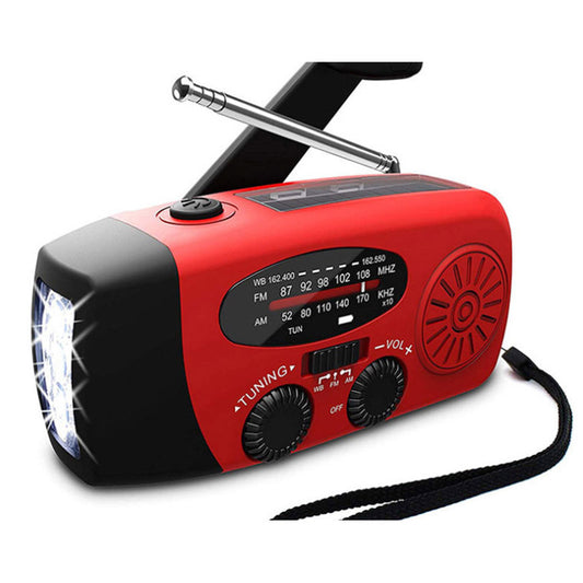 Solar hand crank USB charging radio flashlight - Amazhona 