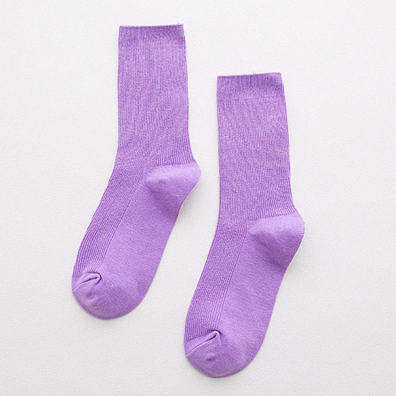 Candy Rainbow Color Mid-calf Cotton Socks - Amazhona 