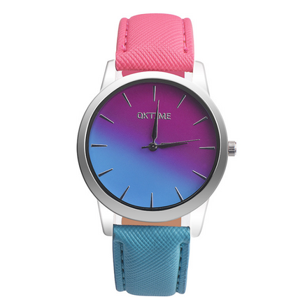 Fashion Casual Retro Rainbow Design Watch Women Analog Quartz Wristwatches Clock   Elegant Lady Wristwatch Woman Time - Amazhona 