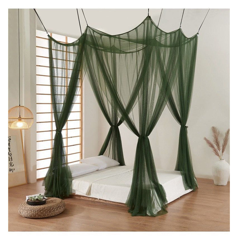 Household Mosquito Net Single Double Bed Free Installation Encryption Net Universal Simple Dormitory Bed Up And Down Dark Green Mosquito Net - Amazhona 