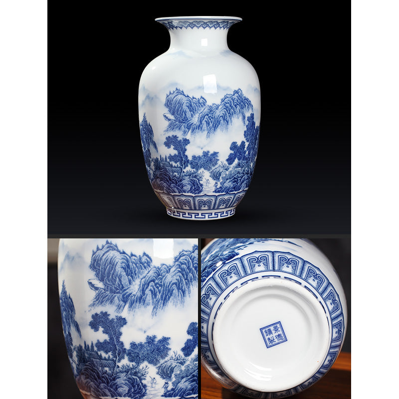 Blue And White Porcelain New Chinese Style Vase Ornament - Amazhona 