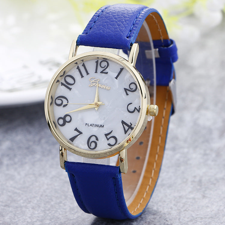 Marble Belt Watch Fashion Geneva Watch  Shell Face Casual Watch For Men And Women - Amazhona 