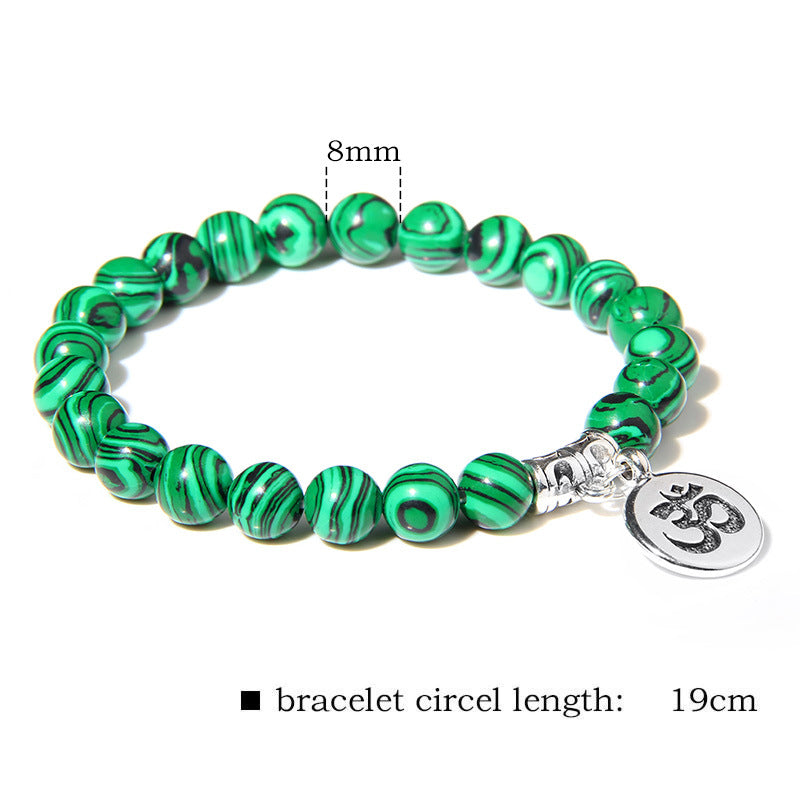 Malachite 3D Yoga Lotus OM Bracelet - Amazhona 