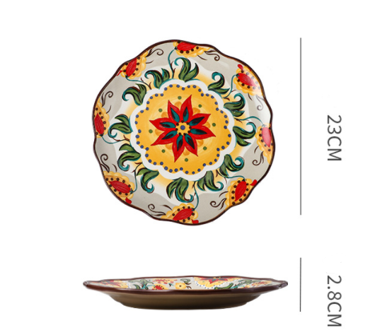 Underglaze Ceramic Tableware Bohemian Household Dishes - Amazhona 