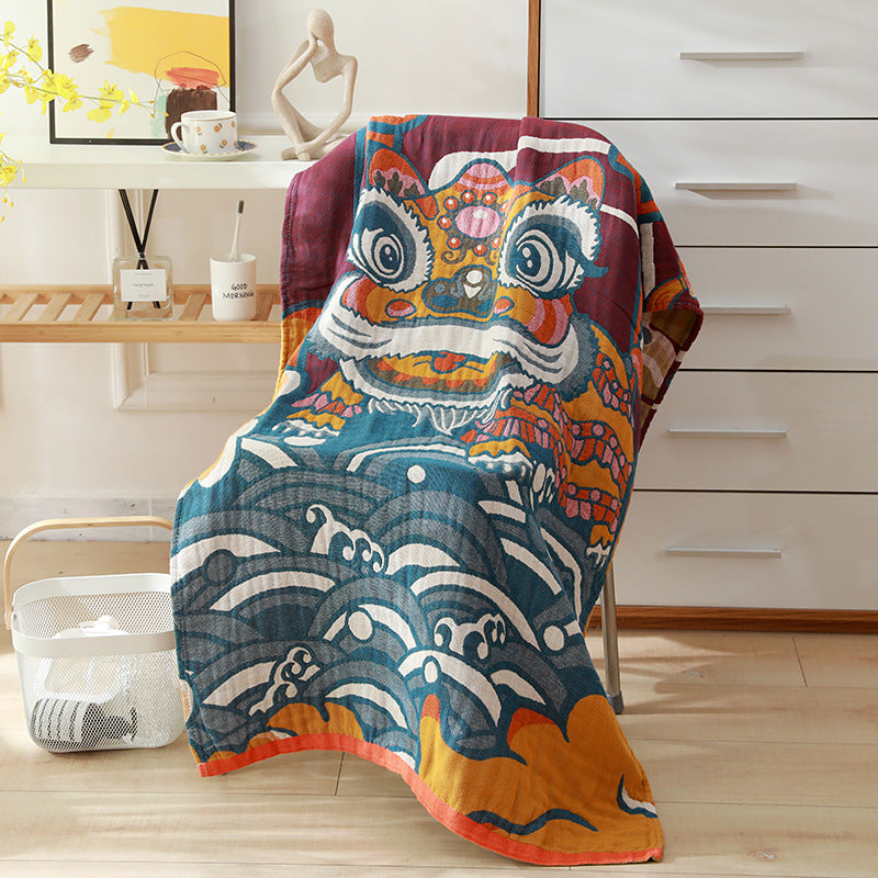 Multicolored Cotton Five-layer Gauze Bath Towel Absorbent Couple