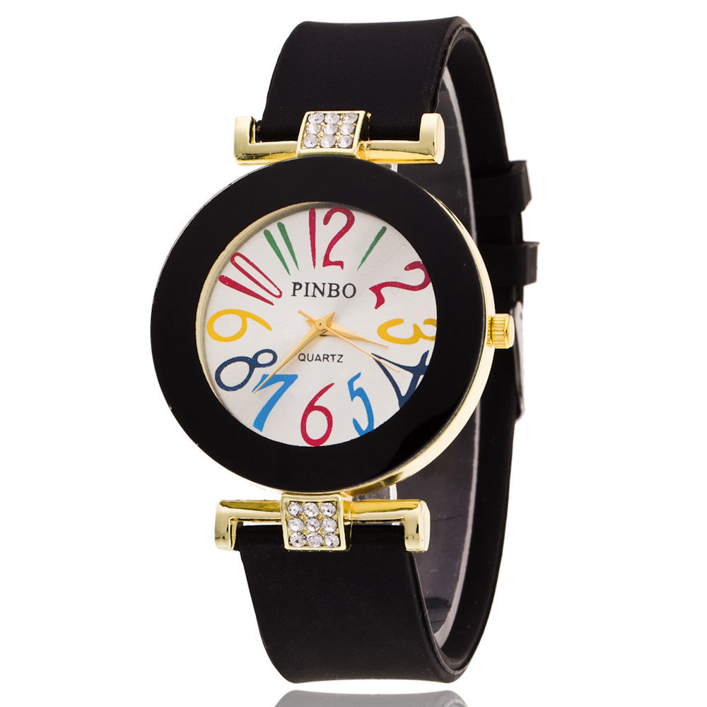 Jelly color digital watch with diamond - Amazhona 