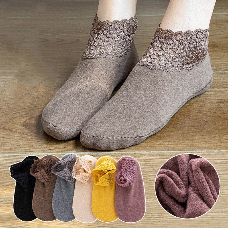 Warm And Thick Lace Confinement Sleeping Socks - Amazhona 