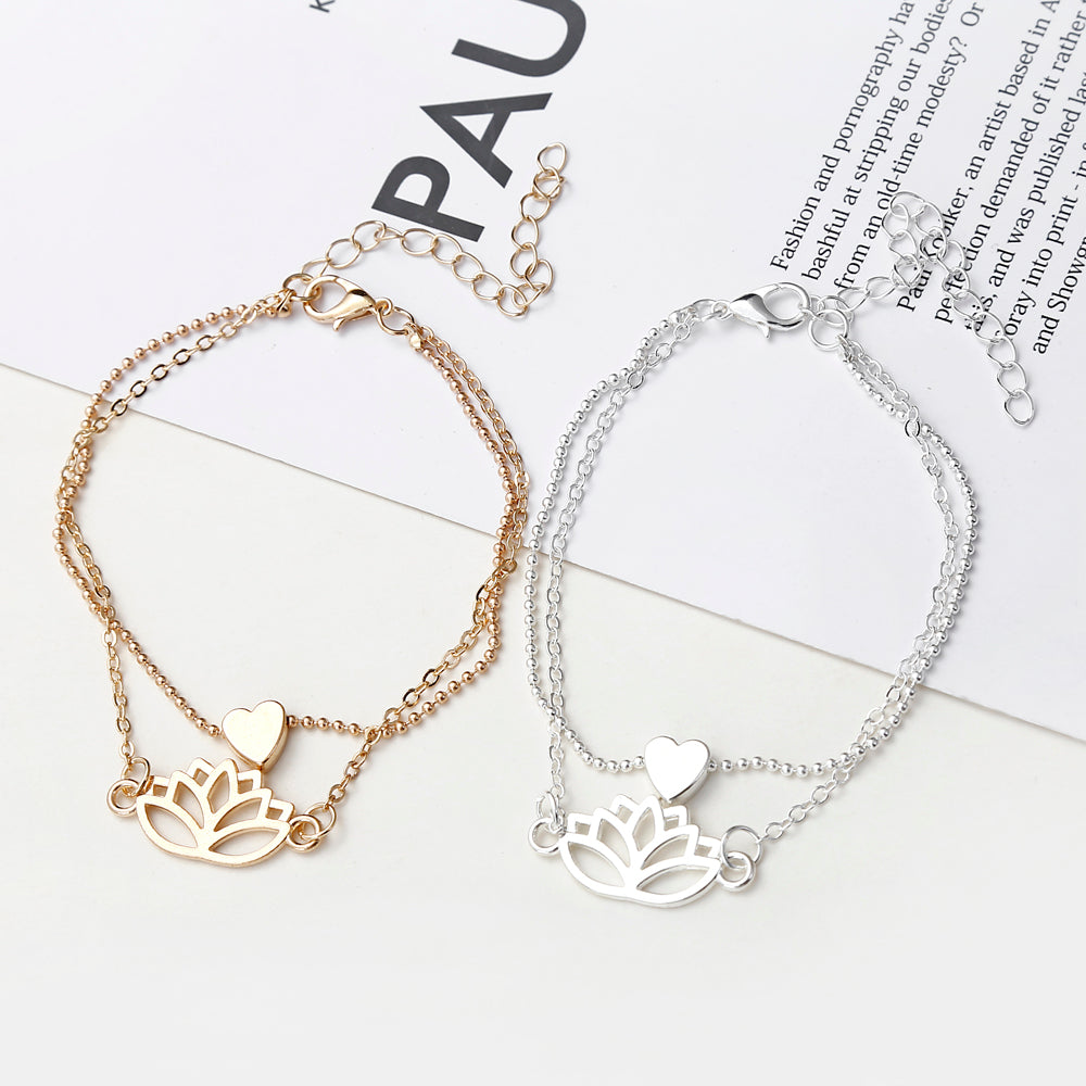 Simple Female Personality Hollow Lotus Love Bracelet Jewelry - Amazhona 