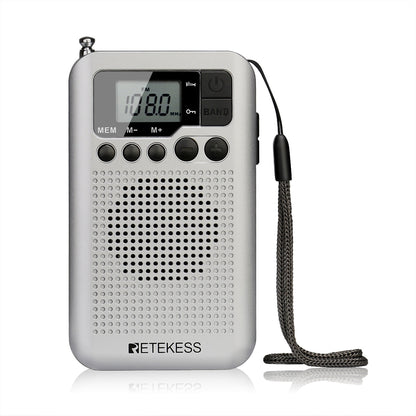 RETEKESS TR106 silver portable radio [FM/AM] sleep timer - Amazhona 