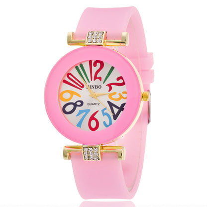 Jelly color digital watch with diamond - Amazhona 