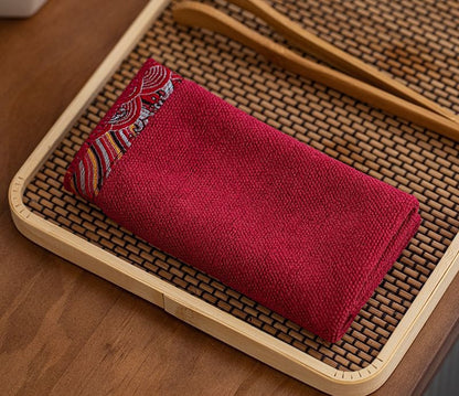 Cotton And Linen Thickened Absorbent Tea Towel Zen Embroidery - Amazhona 