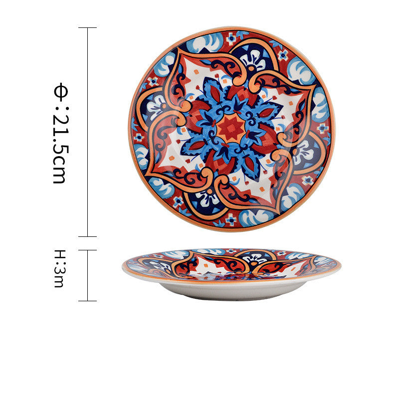 Underglaze Ceramic Tableware Bohemian Household Dishes - Amazhona 