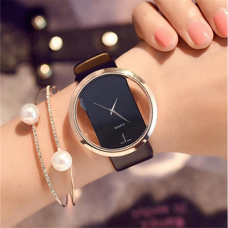 Simple watch transparent hollow personality ladies watch - Amazhona 