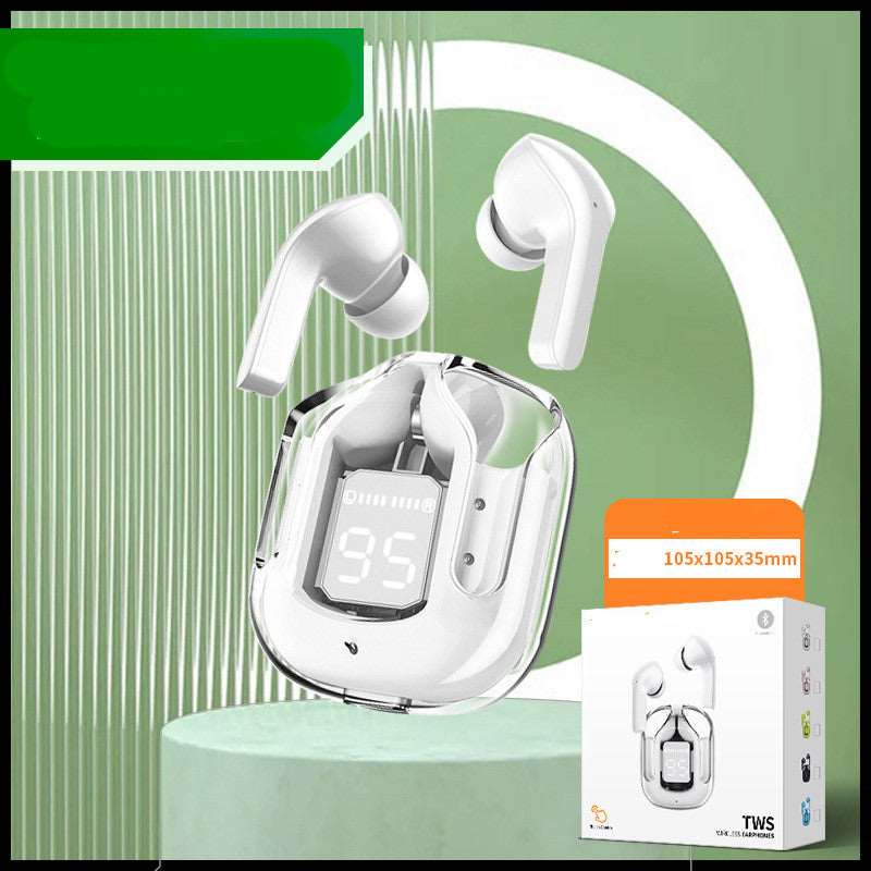 New Mini Transparent Wireless Bluetooth Headset Digital Display ENC Noise Reduction True Wireless Sports Music - Amazhona 