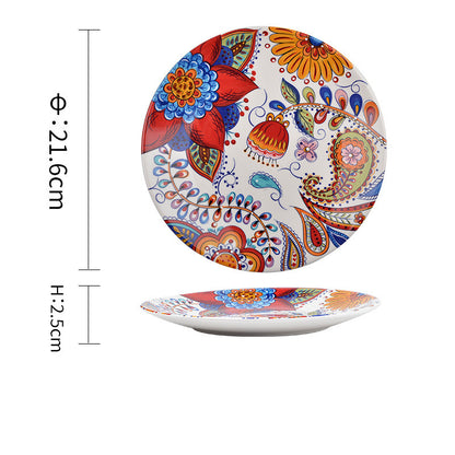 Underglaze Ceramic Tableware Bohemian Household Dishes - Amazhona 