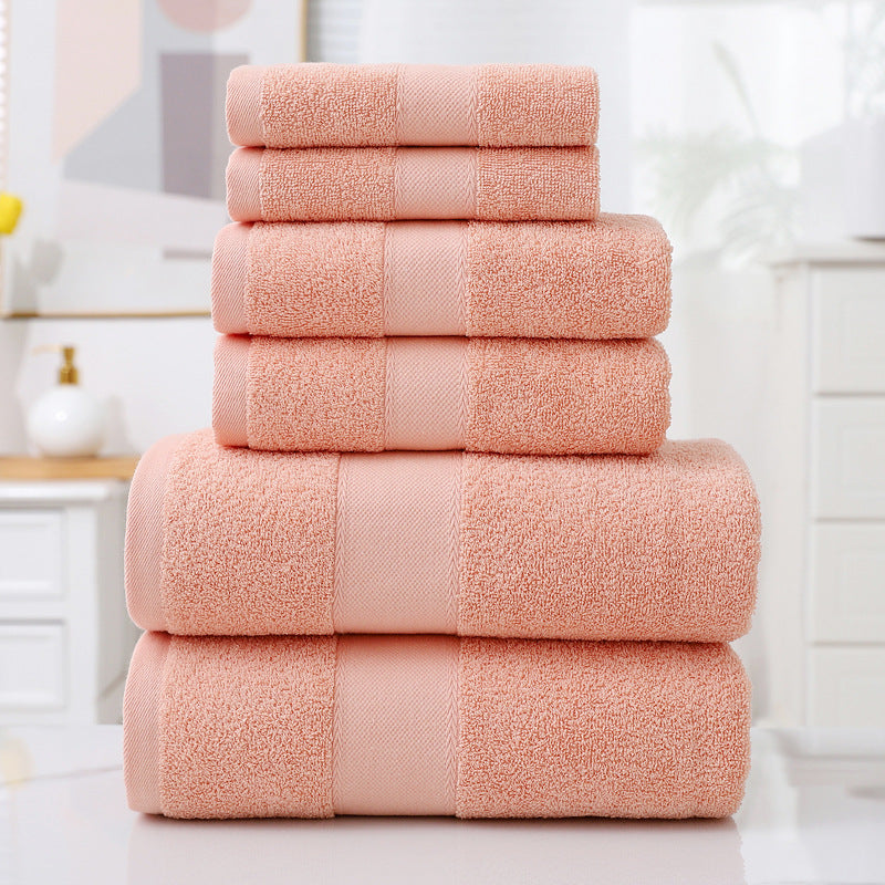 Home Simple Cotton Absorbent Towel Bath Towel 6-Piece Set - Amazhona 